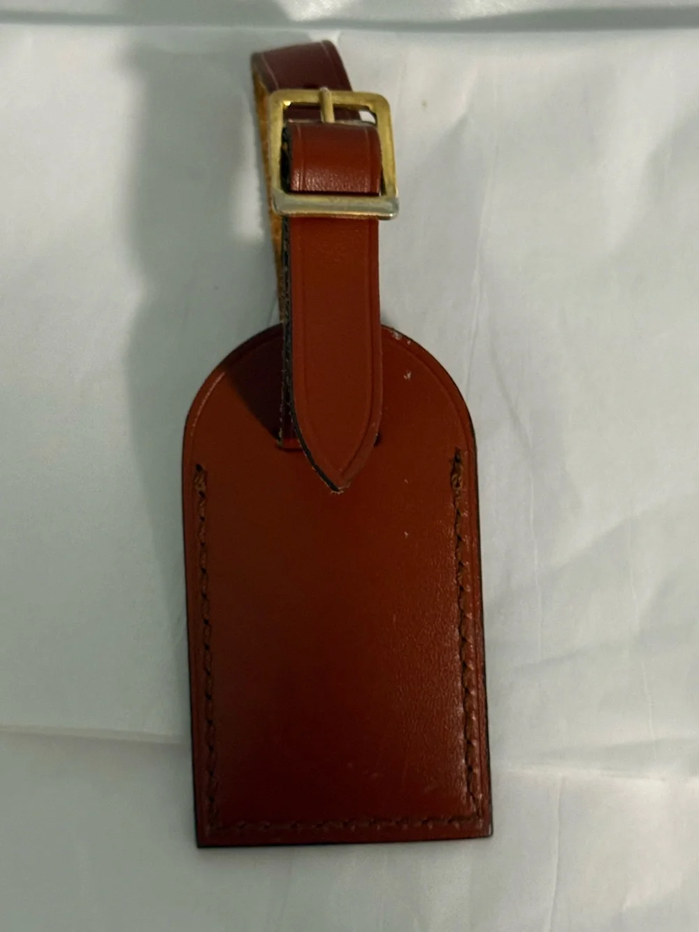 Louis Vuitton Cognac Brown Mini Leather Luggage Tag with Strap!